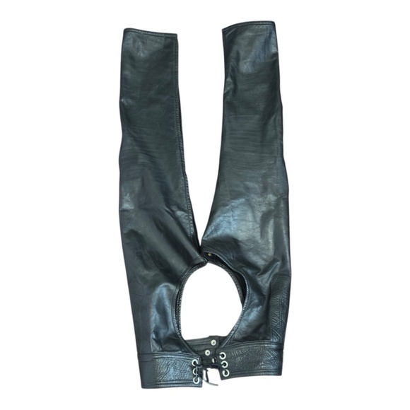 Handmade Chaps Men’s Medium Black Genuine Leather Lined - Picture 3 of 7